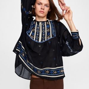 Zara Premium Collection Embroidered Top Medium